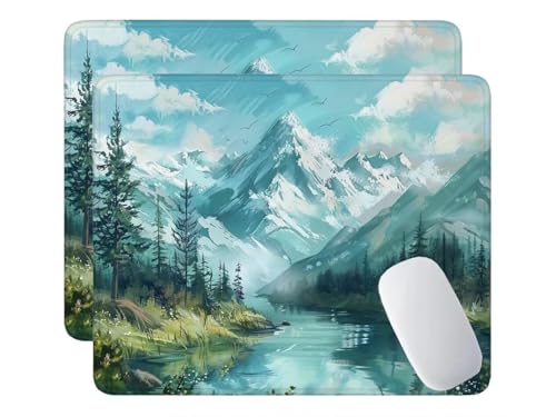 2 Pack Mauspad, Mousepad Landschaft, Mousepads mit Vernähte Kanten, 420x350 mm Mouse Pad mit Anti-Rutsch-Gummiboden,wasserdichte Verschleißfest Strapazierfähig Mauspads, Gaming Mousepad S-867 von HHQGOUYG