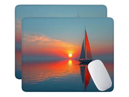 2 Pack Mauspad, Mousepad Segelboot, Mousepads mit Vernähte Kanten, 420x350 mm Mouse Pad mit Anti-Rutsch-Gummiboden,wasserdichte Verschleißfest Strapazierfähig Mauspads, Gaming Mousepad S-237 von HHQGOUYG