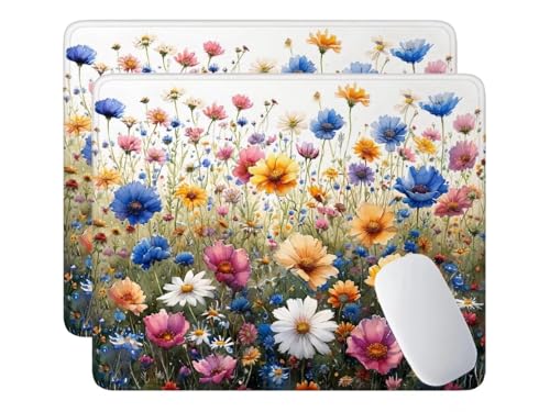 2 Pack Mauspad, Mousepad Wildblume, Mousepads mit Vernähte Kanten, 420x350 mm Mouse Pad mit Anti-Rutsch-Gummiboden,wasserdichte Verschleißfest Strapazierfähig Mauspads, Gaming Mousepad S-984 von HHQGOUYG