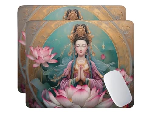 2 Pack Mauspad, Mousepad Zen Lotusblume, Mousepads mit Vernähte Kanten, 420x350 mm Mouse Pad mit Anti-Rutsch-Gummiboden,wasserdichte Verschleißfest Strapazierfähig Mauspads, Gaming Mousepad S-108 von HHQGOUYG