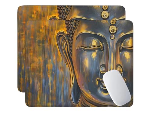 Mauspad, 2 Pack Mousepad 360x300x3 mm, wasserdichte Gaming Mauspad Mausmatte mit vernähte Kanten, rutschfeste Gummiunterseite, Glatte Oberflächen, Geeignet für Computer, Laptop (Zen Buddhismus) E-104 von HHQGOUYG