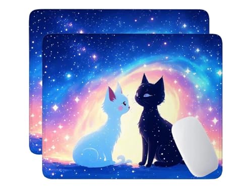 Mauspad 2 Pack Katzenliebhaber Mousepad 260x210 mm, Gaming-Mauspad mit Anti-Rutsch-Gummiboden, Leichtes Gleiten, Spritzwassergeschützt, Langlebige Materialien, Tragbar, Zubehör für Büro Arbeit x-793 von HHQGOUYG