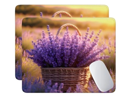 Mauspad 2 Pack Lavendel Mousepad 400x300 mm, Gaming-Mauspad mit Anti-Rutsch-Gummiboden, Leichtes Gleiten, Spritzwassergeschützt, Langlebige Materialien, Tragbar, Zubehör für Büro Arbeit x-979 von HHQGOUYG