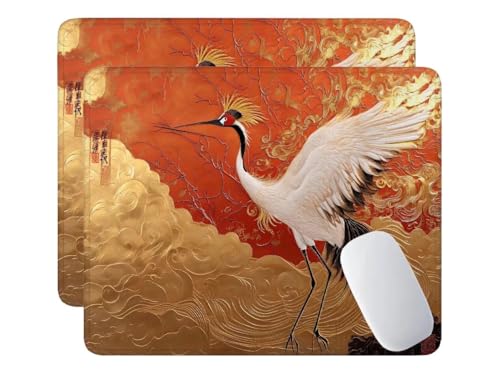 Mauspad 2 Pack Rotkranich Mousepad 400x300 mm, Gaming-Mauspad mit Anti-Rutsch-Gummiboden, Leichtes Gleiten, Spritzwassergeschützt, Langlebige Materialien, Tragbar, Zubehör für Büro Arbeit x-947 von HHQGOUYG