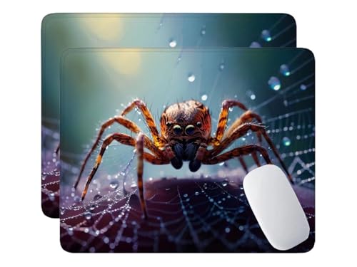 Mauspad 2 Pack Spinne Mousepad 400x300 mm, Gaming-Mauspad mit Anti-Rutsch-Gummiboden, Leichtes Gleiten, Spritzwassergeschützt, Langlebige Materialien, Tragbar, Zubehör für Büro Arbeit x-1048 von HHQGOUYG