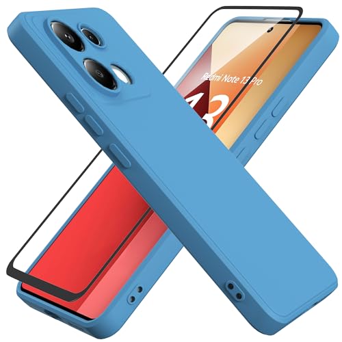 HHUIWIND Hülle für Kompatibel mit Xiaomi Redmi Note 13 Pro 4G (6,67 Zoll) mit 9D Schutzfolie,Handyhülle Liquid Silikon TPU Case Schutzhülle für Xiaomi Redmi Note 13 Pro 4G - Blau von HHUIWIND