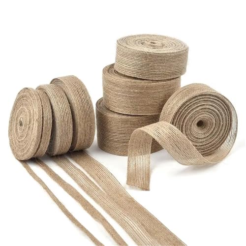 Burlap Roll Ribbon, Jute Stoff Crafts Ribbon, 15 m Jute-Sackleinen-Band, Rolle, gelbes Leinenseil, DIY, dekorative Party-Schleife, Weihnachten, handgefertigte Angelschnur-Verpackung(0.6cmx10m) von HIFRQVVC