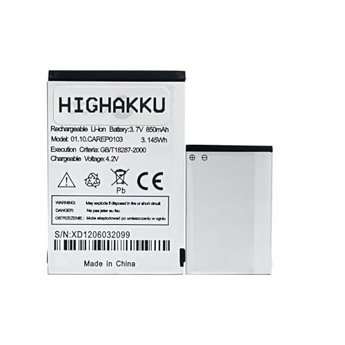 HIGHAKKU Smartwatch Ersatzakku Batterie 01.10.CAREP0103 Kompatibel mit Doro HandlePlus 334, HandlePlus 334GSM, PhoneEasy 334, PhoneEasy 334 von HIGHAKKU