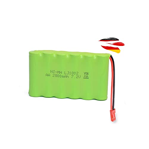 Himoto HSP 7.2V 2800mAh NIMH Power-Akku mit 2-Poliger JST-Stecker Anschluss, Ersatzakku für u. a. RC Fahrzeuge, Trucks, Boote, Panzer u. a. RC Modelle, Upgrade-Ersatzteil von HIMOTO HSP