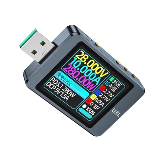 HIOPOIUYT U3L USB Spannungsmesser Leistungskapazität PD3.0 Schnellladeprotokolle Tester LCD Display PD3.0-Messkopf 240 MHz von HIOPOIUYT