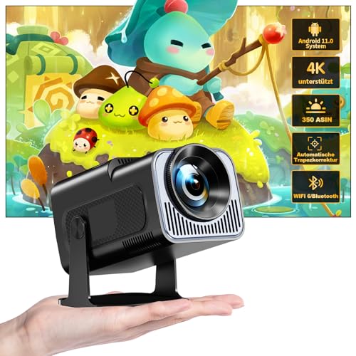 HIPPUS Mini Beamer 4K Heimkino, Projektor 4K Unterstützt 1080P Full HD, Projector 180° Drehung Handy Beamer Kurzdistanz von HIPPUS