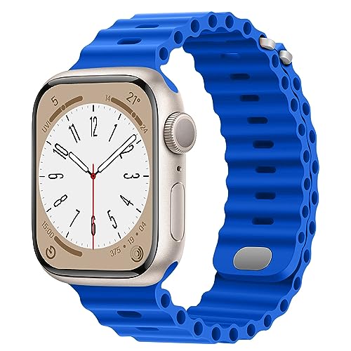 HITZEE Kompatibel mit Apple Watch Armband 41mm 40mm 38mm, Weiches Silikon Band mit Schnalle Kompatibel für Apple Watch Serie 9 8 7 SE 2/SE 6 5 4 3 2 1, Königsblau von HITZEE