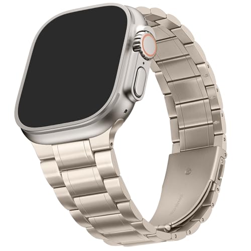 HITZEE Metall Armbänder Kompatibel with Apple Watch Armband 49mm 46mm 45mm 44mm 42mm, Edelstahl Ersatzband Damen Herren Band Kompatibel für iWatch Ultra 2 Serie 10 9 8 7 SE 6 5 4 3 2 1, Polarstern von HITZEE