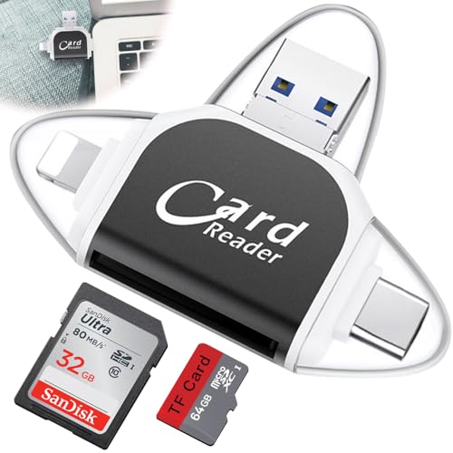 HIULLEN Multi-Port 4 in 1 Universal SD TF Kartenleser, Kartenlesegerät USB C, SD Kartenleser, Micro SD Karte Kamera Speicherkartenleser, Micro USB SD Card Reader für Android Phone PC Notebook von HIULLEN