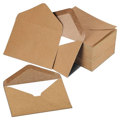 Briefumschläge Aus Kraftpapier,(DIN C6-162 x 114 mm),für Briefe, Grußkarten, Einladungskarten, Geburtstagskarten-100 Stück von HIYAA