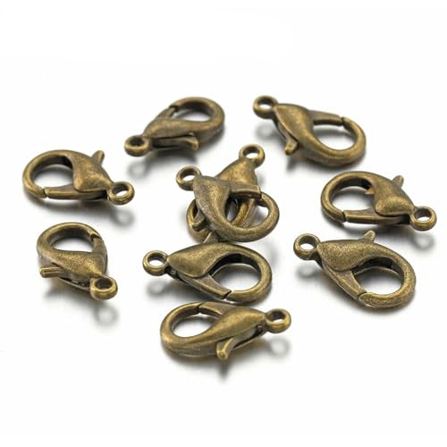 100 Stück 10–18 mm Karabinerverschlüsse zur Schmuckherstellung, DIY-Karabinerverschluss, Armband, Halskette, Haken, Kettenverschluss, Schlüsselanhänger – 14 mm von HJGUI