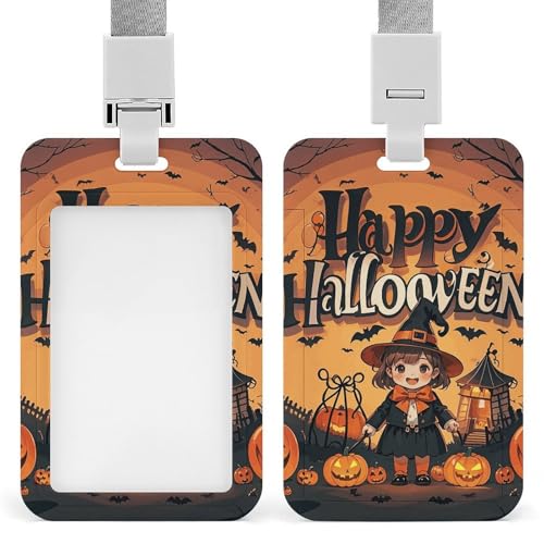 Ausweishalter, vertikaler Ausweishalter, verschiebbare Spule, Clips, Happy Halloween, Trick-or-Treat, Ausweishalter, Ausweishalter, Hartplastik, Namensschild-Halter für Krankenschwestern, Büro von HJKBCV