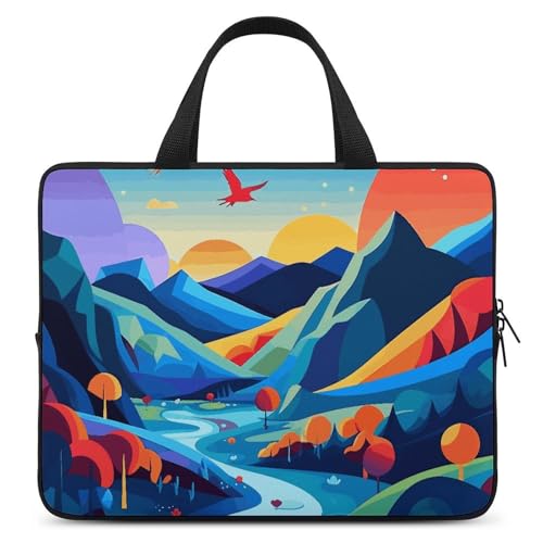 Laptop-Umhängetasche, 33 cm (13 Zoll), Kuriertasche, Cartoon-Hügel-Muster, Laptop-Tasche, Tragetasche für Damen und Herren von HJKBCV