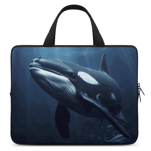 Laptop-Umhängetasche, 38,1 cm (15 Zoll), Kuriertasche, Marine-Wale, Laptop-Tasche, Tragetasche für Damen und Herren von HJKBCV