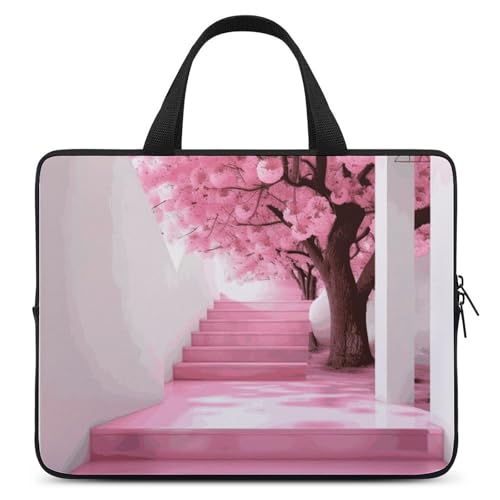 Laptop-Umhängetasche, Kuriertasche, Kirschblüten-Treppe, Laptop-Tasche, Tragetasche für Männer und Frauen, Kirschblüten-Treppe, 33 cm (13 Zoll) von HJKBCV