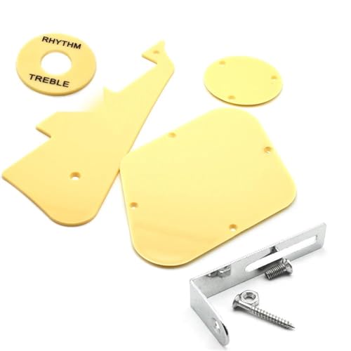 12set Für LP Elektrische Gitarre Schlagbrett Platte Schlagbrett/Hohlraum/Schalter Abdeckungen Mit Halterung Schwarz/Weiß Gitarre Teile E-Gitarren-Teileschutz(Yellow) von HJKLBGT