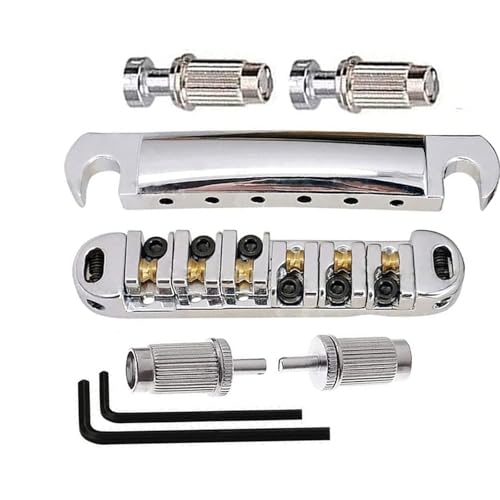 Ersatzteile für Brücken FÜR LP/SG Elektrische Gitarre Brücke Saitenhalter Oberen Und Unteren Brücke Ball Roller Brücke(Silver) von HJKLBGT