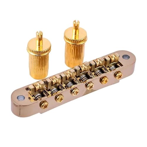 Ersatzteile für Brücken Roller Saddle Bridge Mit Stud Upper Regulator Bridge Kompatibel Für LP E-Gitarre(Gold) von HJKLBGT