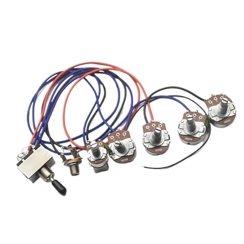 Gitarre Wiring Hareness Set Kabelbaum-Kit Für E-Gitarre 2V2T Großer 500K-Topf Und 1 Push-Pull-PotJack-3-Wege-Schalter Für LP-Teile(Black) von HJKLBGT