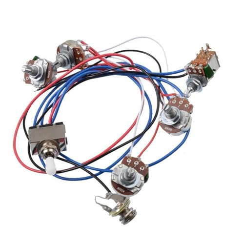 Gitarre Wiring Hareness Set Kabelbaum-Kit Für E-Gitarre 2V2T Potentiometer 3-Wege-Schalter Für Gitarre Lp E-Gitarrenteile(White) von HJKLBGT