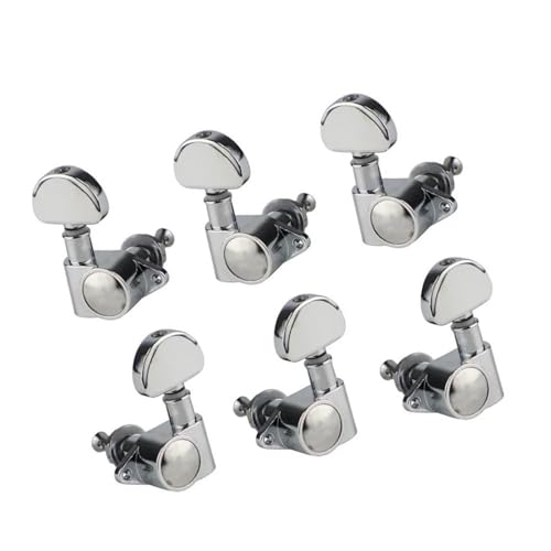 Gitarren Tuning Stecker Set 6 Stücke 3L + 3R Gitarren-stimmwirbel Stimmschlüssel Stimmgeräte Mechaniken Set Versiegelt Für E-gitarrenteile(Chrome) von HJKLBGT