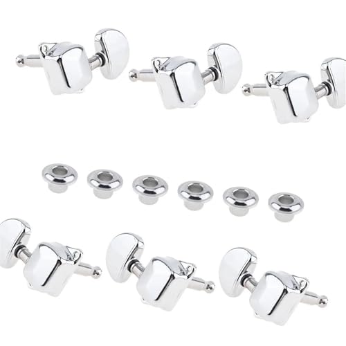 Gitarren Tuning Stecker Set 6 Stücke Chrom Gitarre Stimmwirbel 3R + 3L Halb Geschlossen Halbkreis Mechaniken Stimmgeräte Für Akustische Folk Gitarren(A) von HJKLBGT