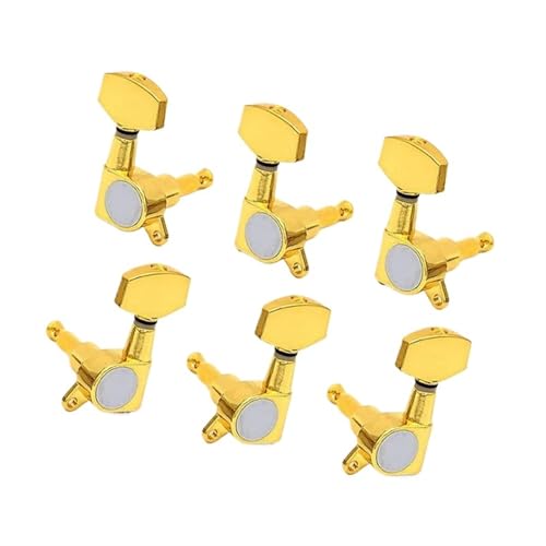 Gitarren Tuning Stecker Set 6 Stücke Goldene Gitarrenwirbel Kleine Quadratische Versiegelte Gitarrenstimmwirbel Stimmgeräte Mechaniken Für Akustische Oder Elektrische Gitarre(3R 3L) von HJKLBGT