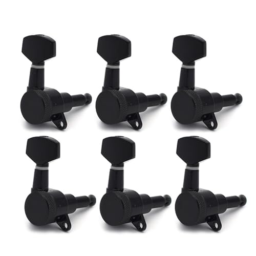 Gitarren Tuning Stecker Set Set Mit 6 Feststell-Stimmgeräten Für E-Gitarre Feststell-Saitenrückseite Komplett Umschlossene Gitarren-Drehstifte Saitenzubehör(Black,6L) von HJKLBGT