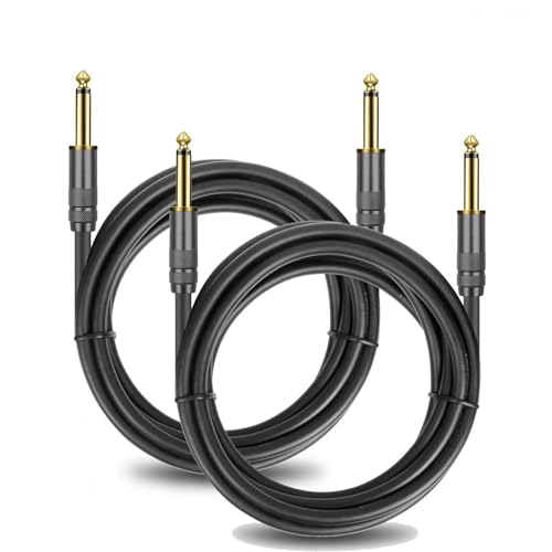 HJKLBGT Professionelles Gitarrenkabel 1/4 Zoll Gerades Instrumentenkabel 6,35 Mm Stereo-Audio, Professionelles Gitarrenkabel Für Gitarre Bass Verstärker Keyboard(Pack of 2,5m) von HJKLBGT