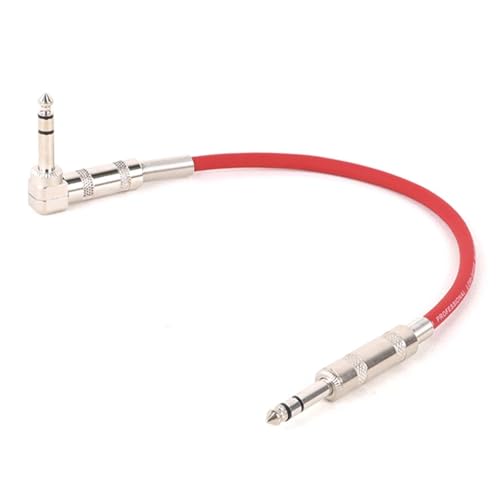 HJKLBGT Professionelles Gitarrenkabel 6,35mm Auf 6,35mm StereoAudio Kabel 6,5 TRS Auf 1/4'' Gerade Auf Rechts Winkel Lautsprecher Amp Kabel Für Gitarre Tastatur(Red,0.3) von HJKLBGT