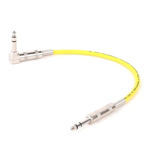 HJKLBGT Professionelles Gitarrenkabel 6,35mm Auf 6,35mm StereoAudio Kabel 6,5 TRS Auf 1/4'' Gerade Auf Rechts Winkel Lautsprecher Amp Kabel Für Gitarre Tastatur(Yellow,15m) von HJKLBGT