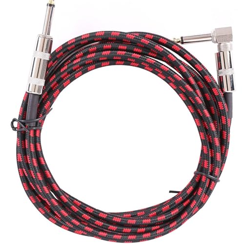 HJKLBGT Professionelles Gitarrenkabel Elektrische Gitarre Kabel 300cm5m6m Folk Bass Leistung Noise Reduktion Ellenbogen Elektrische Gitarre Kabel(Red,1M) von HJKLBGT