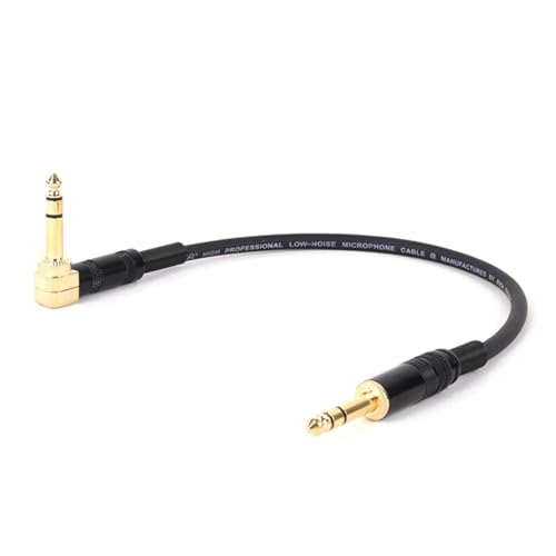 HJKLBGT Professionelles Gitarrenkabel Vergoldetes 6,35-mm-Stecker-Stecker-90-Grad-Winkelstück Für Geraden Zweikanal-Stereo-1/4-Zoll-Musikinstrumenten-Gitarrenkabel(Black,15m) von HJKLBGT