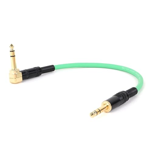 HJKLBGT Professionelles Gitarrenkabel Vergoldetes 6,35-mm-Stecker-Stecker-90-Grad-Winkelstück Für Geraden Zweikanal-Stereo-1/4-Zoll-Musikinstrumenten-Gitarrenkabel(Green,5m) von HJKLBGT