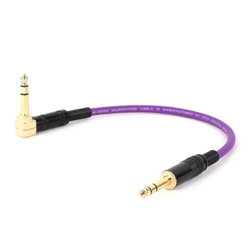 HJKLBGT Professionelles Gitarrenkabel Vergoldetes 6,35-mm-Stecker-Stecker-90-Grad-Winkelstück Für Geraden Zweikanal-Stereo-1/4-Zoll-Musikinstrumenten-Gitarrenkabel(Purple,2m) von HJKLBGT