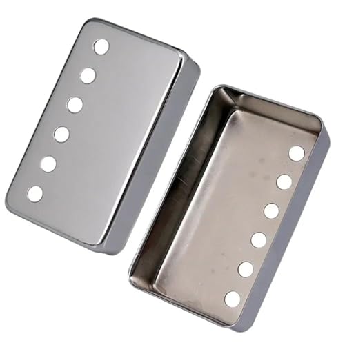 gitarrenzubehör set 50/52mm Metall Humbucker Pickup Abdeckung Metall Schwarz Silber Für LP Stil Elektrische Gitarre Teile Zubehör(Silver,50) von HJKLBGT