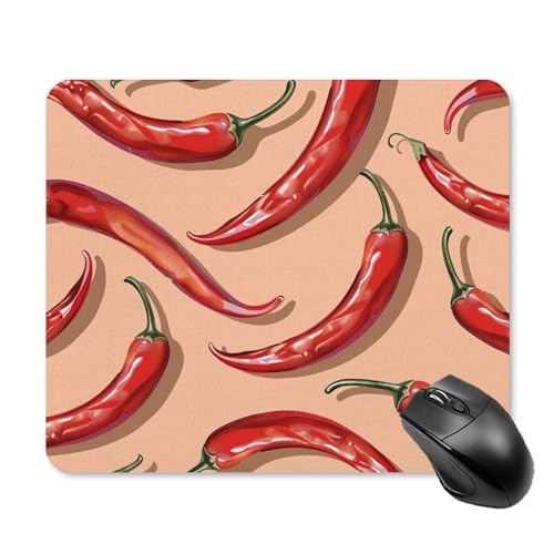 Mauspad mit niedlichem Chili-Pfeffer-Muster, Computer-Mauspad mit Design, rutschfeste Schreibtischunterlage, Laptop-Schreibtischunterlage für Büro, Zuhause, Gaming, Arbeiten, 25 x 30 cm von HJUQNGF