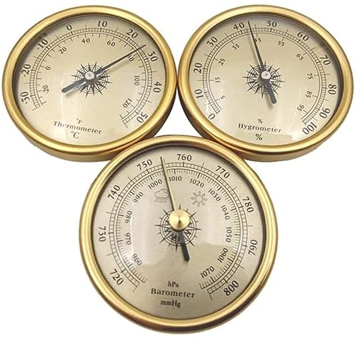 Traditionelles Barometer, Thermometer, Hygrometer, Barometer 72 mm, 3 Stück Luftdruckmessgerät, Wetteruhr-Zubehör, Instrumentenkopf, traditionelle Wetterstation von HKHKH