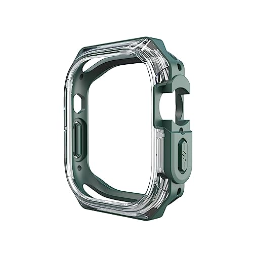 HKIDKK Geeignet für Apple Watch-Gehäuse, 40 mm, 44 mm, 41 mm, 45 mm, 49 mm, Polycarbonat, transparent, Halbpackung, TPU-Uhrengehäuse, Ultra 49 mm (Grün, 49 mm) von HKIDKK