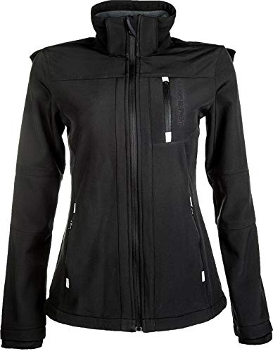 HKM 5273 Softshelljacke Sport, Damen Mädchen Jacke Regenjacke Kapuze, Schwarz (Black), 128 von HKM