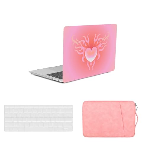 HLAAJJX Hülle Case für MacBook Pro 13 Zoll M1 A1706 A1708 A1989 A2159 A2251 A2289 A2338 2020-2016, Plastik Laptop Hartschale Schutzhülle Cover & Tastaturschutz &Tasche,Rosa Herz von HLAAJJX