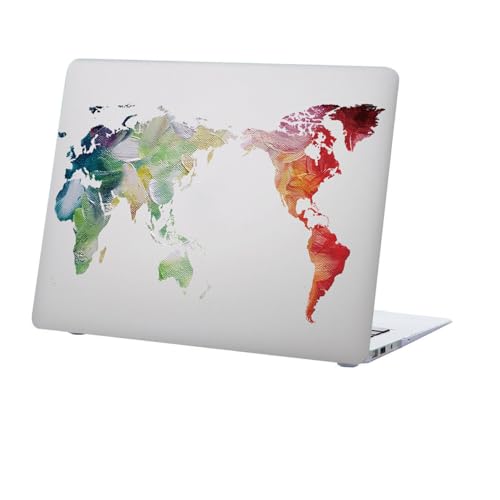 HLAAJJX Hülle Kompatibel mit MacBook Pro 13 Zoll CD-ROM Modell A1278 Freisetzung 2012-2008, Gedrucktes Muster Plastik Hartschale Matt Case,Klare Weltkarte von HLAAJJX