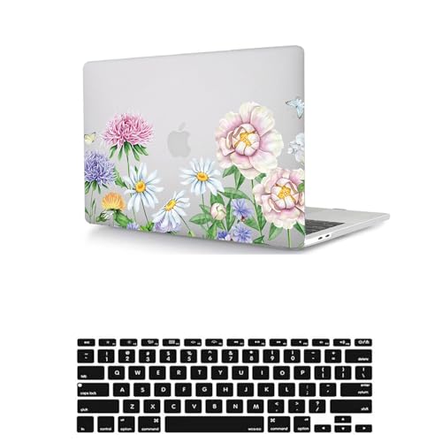 HLAAJJX Laptop Hülle Kompatibel mit MacBook Pro 13 Zoll Modell A1278 Freisetzung 2012-2008 mit CD-ROM, Gedrucktes Muster Plastik Hartschale Matt Case & Tastaturschutz,Blumen von HLAAJJX