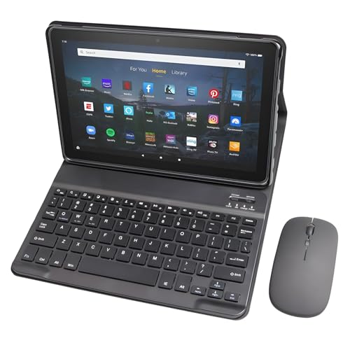 HLTOOP Tastatur Hülle für Amazon Fire HD 10 Tablet (13. Generation, 2023), Abnehmbare Bluetooth-Tastatur Mit Maus,English Keyboard von HLTOOP