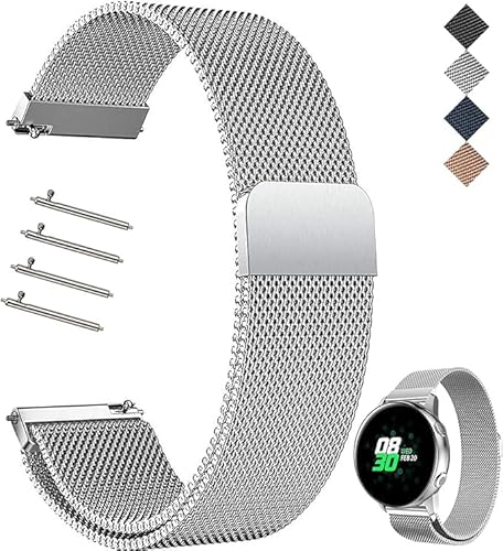 Edelstahl Mesh Uhrenarmband 16mm18mm 20mm 22mm 24mm Schwarz/Silber/Blau Ersatz Metall Armband Edelstahlarmband mit Magnetverschluss Smartwatch Schnellverschluss Watch Uhren Ersatzband für Damen Herren von HLXJR